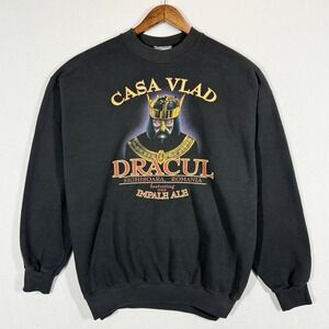 Casa Vlad Dracul Black Crewneck Lee Heavyweight Men XL Black Bram Stoker Faded